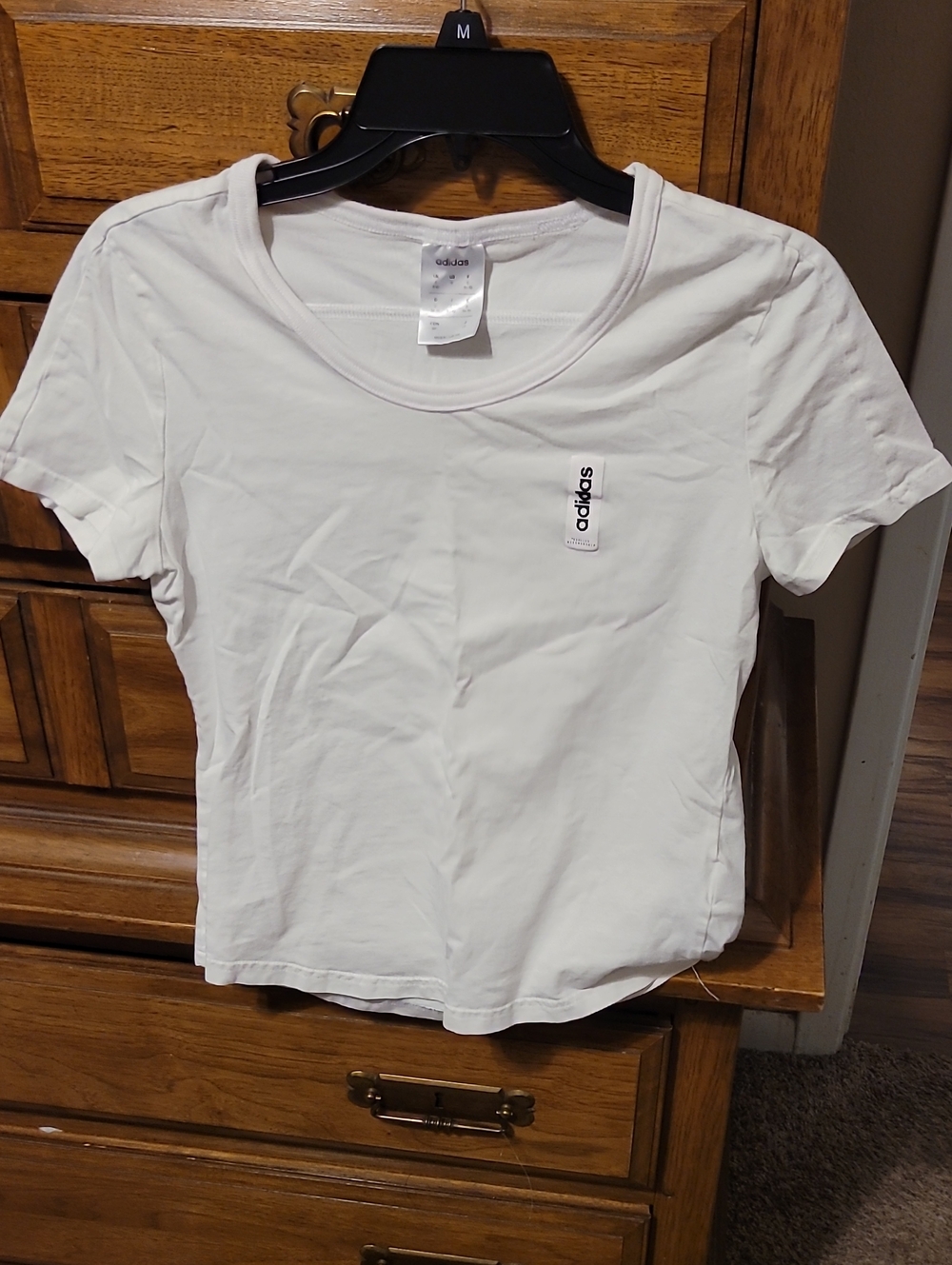 adidas Women's White Short-Sleeve Crew Tee with Small Logo